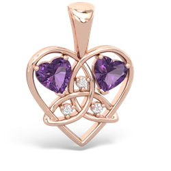 Amethyst Celtic Trinity Heart 14K Rose Gold pendant P5331