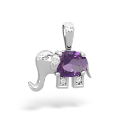 Amethyst Elephant 14K White Gold pendant P2555