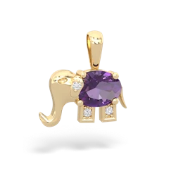 Amethyst Elephant 14K Yellow Gold pendant P2555