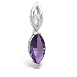 Amethyst Marquise Drop 14K White Gold pendant P5333