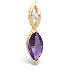 Amethyst Marquise Drop 14K Yellow Gold pendant P5333