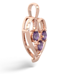 Amethyst Glowing Heart 14K Rose Gold pendant P2233