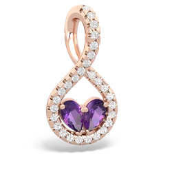 Amethyst Pave Twist 'One Heart' 14K Rose Gold pendant P5360