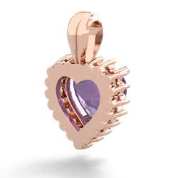 Amethyst Sparkling Halo Heart 14K Rose Gold pendant P0391