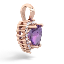 Amethyst Sparkling Halo Heart 14K Rose Gold pendant P0391