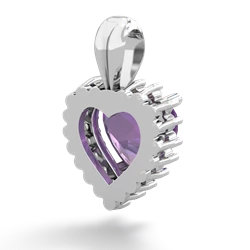 Amethyst Sparkling Halo Heart 14K White Gold pendant P0391