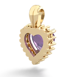 Amethyst Sparkling Halo Heart 14K Yellow Gold pendant P0391