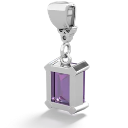 Amethyst Art Deco Dangle 14K White Gold pendant P1937