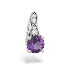 Amethyst Antique Elegance 14K White Gold pendant P3100