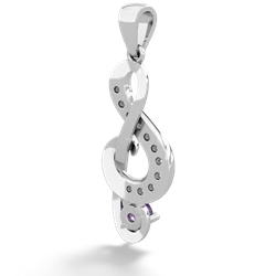 Amethyst G-Clef Music 14K White Gold pendant P5830