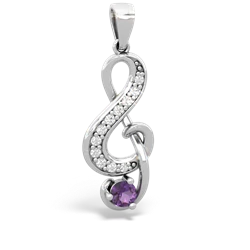 Amethyst G-Clef Music 14K White Gold pendant P5830