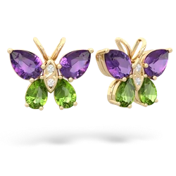 Amethyst Butterfly 14K Yellow Gold earrings E2215