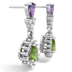 Amethyst Halo Pear Dangle 14K White Gold earrings E1882