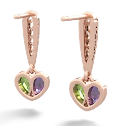 Amethyst Filligree Heart 14K Rose Gold earrings E5070