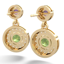 Amethyst Halo Dangle 14K Yellow Gold earrings E5319