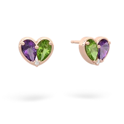 Amethyst 'Our Heart' 14K Rose Gold earrings E5072