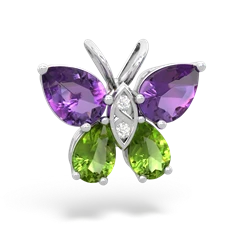 Amethyst Butterfly 14K White Gold pendant P2215