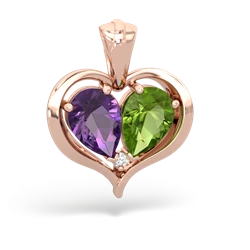 Amethyst Two Become One 14K Rose Gold pendant P5330