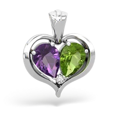 Amethyst Two Become One 14K White Gold pendant P5330