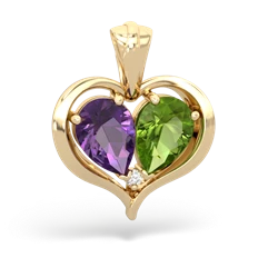 Amethyst Two Become One 14K Yellow Gold pendant P5330