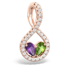 Amethyst Pave Twist 'One Heart' 14K Rose Gold pendant P5360