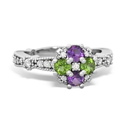 Amethyst Sparkling Tiara Cluster 14K White Gold ring R26293RD