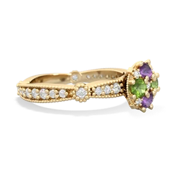 Amethyst Sparkling Tiara Cluster 14K Yellow Gold ring R26293RD