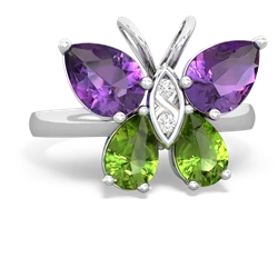 Amethyst Butterfly 14K White Gold ring R2215