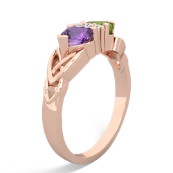 Amethyst Celtic Knot Double Heart 14K Rose Gold ring R5040