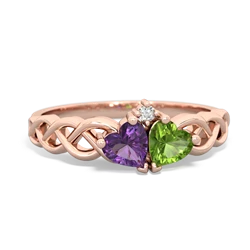 Amethyst Heart To Heart Braid 14K Rose Gold ring R5870