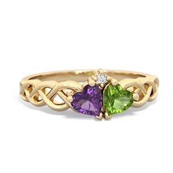 Amethyst Heart To Heart Braid 14K Yellow Gold ring R5870