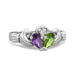 Amethyst 'Our Heart' Claddagh 14K White Gold ring R2388