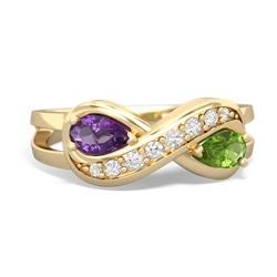 Amethyst Diamond Infinity 14K Yellow Gold ring R5390