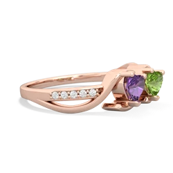 Amethyst Side By Side 14K Rose Gold ring R3090