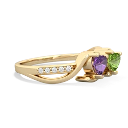 Amethyst Side By Side 14K Yellow Gold ring R3090