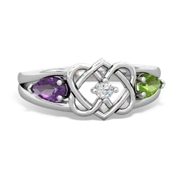 Amethyst Hearts Intertwined 14K White Gold ring R5880