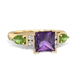 Amethyst 6Mm Princess Eternal Embrace Engagement 14K Yellow Gold ring C2002