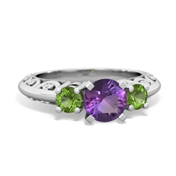 Amethyst Art Deco Eternal Embrace Engagement 14K White Gold ring C2003