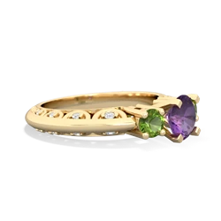 Amethyst Art Deco Eternal Embrace Engagement 14K Yellow Gold ring C2003