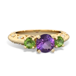 Amethyst Art Deco Eternal Embrace Engagement 14K Yellow Gold ring C2003