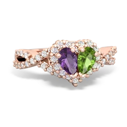 Amethyst Diamond Twist 'One Heart' 14K Rose Gold ring R2640HRT