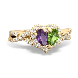 Amethyst Diamond Twist 'One Heart' 14K Yellow Gold ring R2640HRT