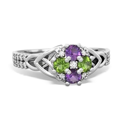 Amethyst Celtic Knot Cluster Engagement 14K White Gold ring R26443RD