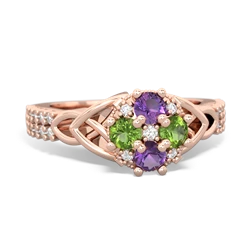 Amethyst Celtic Knot Cluster Engagement 14K Rose Gold ring R26443RD