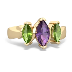 Amethyst Three Peeks 14K Yellow Gold ring R2433