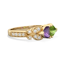 Amethyst Diamond Butterflies 14K Yellow Gold ring R5601