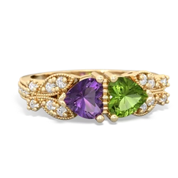 Amethyst Diamond Butterflies 14K Yellow Gold ring R5601