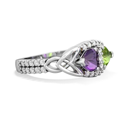 Amethyst Sparkling Celtic Knot 14K White Gold ring R2645