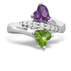 Amethyst Heart To Heart 14K White Gold ring R2064