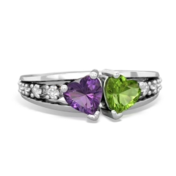 Amethyst Heart To Heart 14K White Gold ring R3342